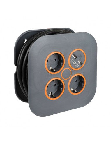 Enrrollacables 3 bases 250V 2 USB | EDM