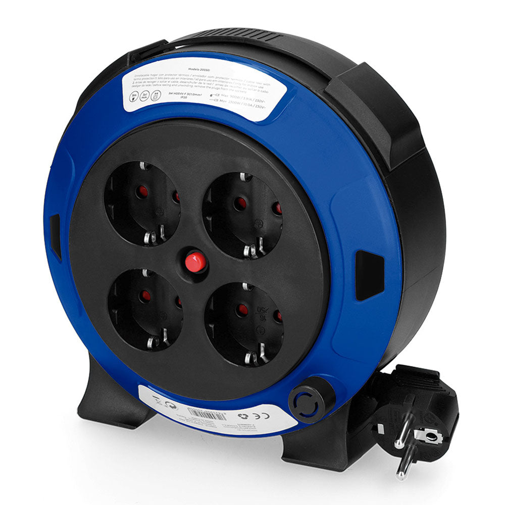 Enrollacables 5m 4 tomas protector térmico | EDM