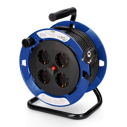 Enrollacables profesional 15m 4 tomas protector térmico | EDM