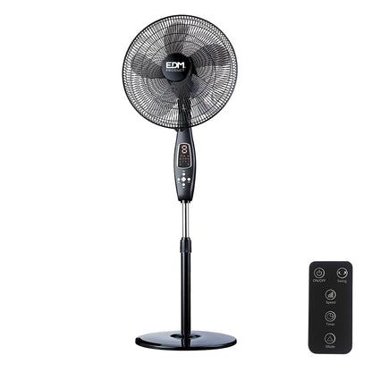 Ventilador de pie con mando a distancia negro 60W | EDM