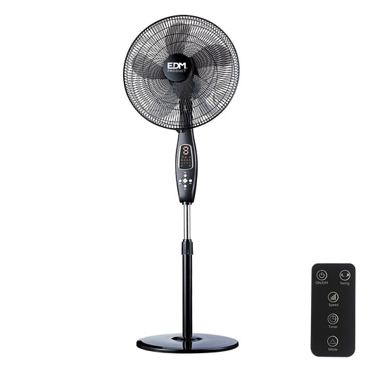 Ventilador de pie con mando a distancia negro 60W | EDM