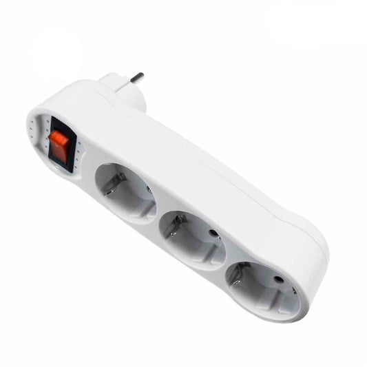 Clavija triple con interruptor blanca | EDM