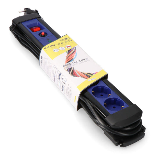 Base múltiple 6 tomas protector-interruptor 3m | EDM