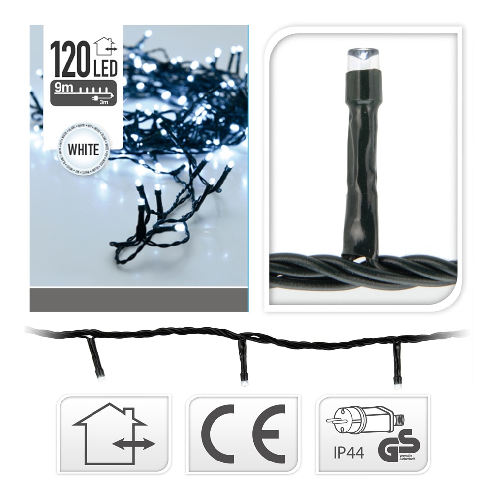 GUIRNALDA FIJA 120 LEDS BLANCO FRIO 220V 12m IP44