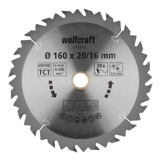 Disco de sierra circular 20 DIENTES Ø160mm | WOLFCRAFT