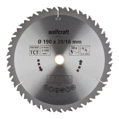 Disco de sierra circular 30 DIENTES Ø190mm | WOLFCRAFT