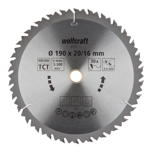 Disco de sierra circular 30 DIENTES Ø190mm | WOLFCRAFT